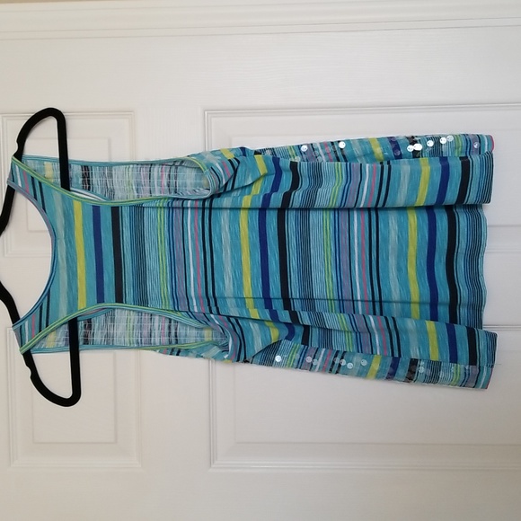 Charlotte Russe Teal Multicolored Stripped Plastic Sequined Tank - Picture 4 of 5